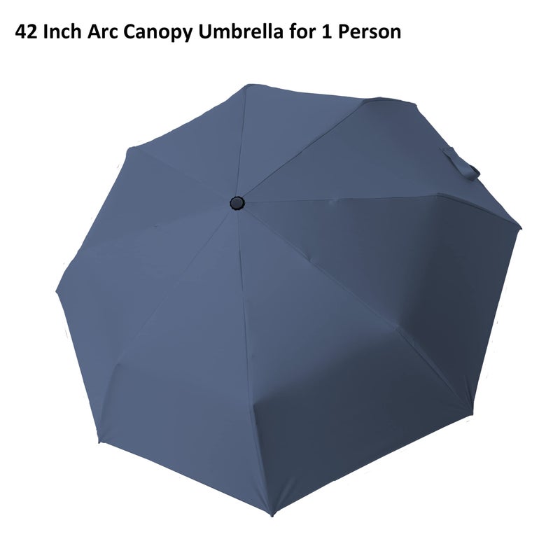 BAODINI Small Travel Umbrella for Rain Protection Sun-Folding UV Umbrella Windproof Compact (navy blue), 42 Inch Arc Canopy - Image 3